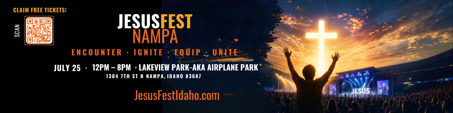 JesusFest LinkedIn banner with QR code